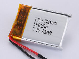 High Energy Density LP402027 3.7V 200MAH Lithium Polymer Rechargeable Battery for High Rate Applications 12 Months Guarantee