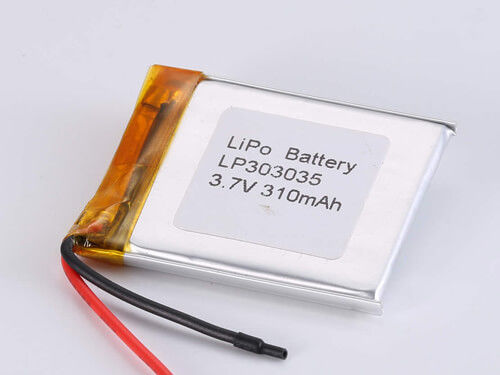 3.7V Charging Voltage LP303035 310MAH JST Discharge Connector Lithium Polymer Rechargeable Battery for Applications